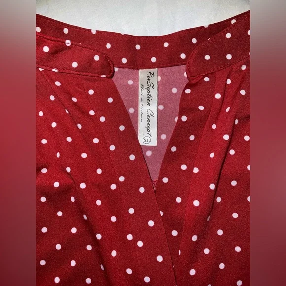 Womens PerSeption Concept Sleeveless Top- Size XL- Red w/Polka Dots- EUC - Picture 5 of 8